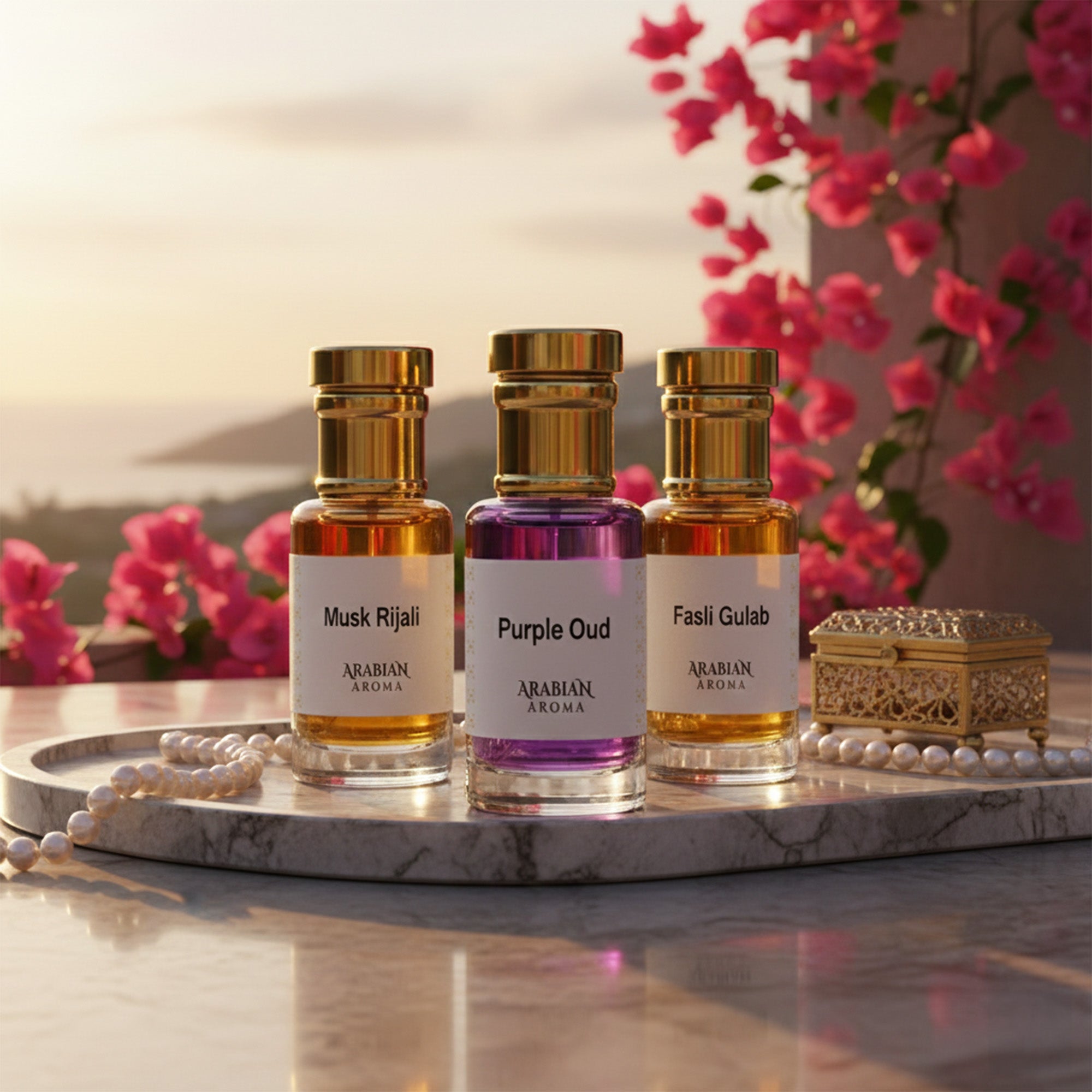 Musk Rijali - Purple Oud - Fasli Gulab Attar Set